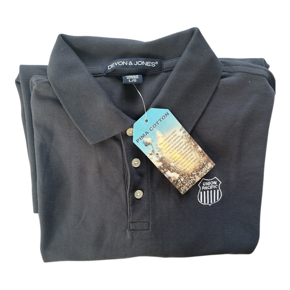 DEVON & JONES Men's L Gray Long Sleeve Pima Cotton Union Pacific UP Railroad - Picture 7 of 7